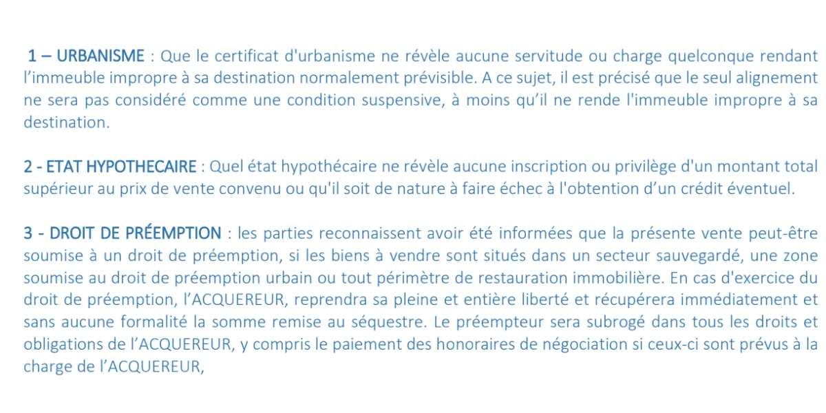 Conditions suspensives du compromis de vente : fonctionnement